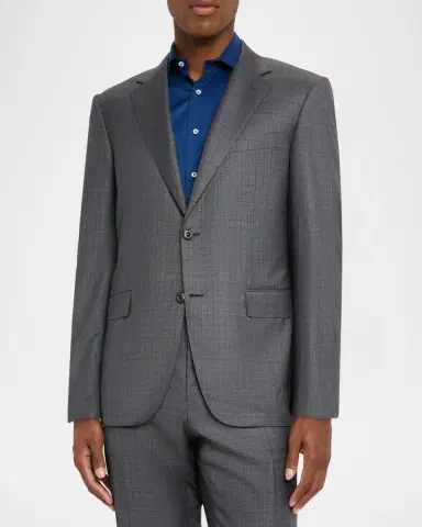 Canali Men's Wool and Silk Tonal Plaid Two-Piece Suit | Thumbnail 4 Canali Men's Wool and Silk Tonal Plaid Two-Piece Suit | Thumbnail 4