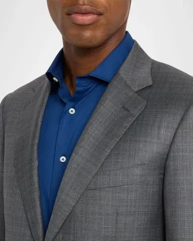 Canali Men's Wool and Silk Tonal Plaid Two-Piece Suit | Thumbnail 6 Canali Men's Wool and Silk Tonal Plaid Two-Piece Suit | Thumbnail 6