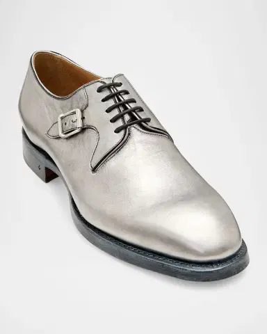 JOHN VARVATOS Men's Regent Deco Foil-Coated Leather Derby Shoes | Thumbnail 2 JOHN VARVATOS Men's Regent Deco Foil-Coated Leather Derby Shoes | Thumbnail 2