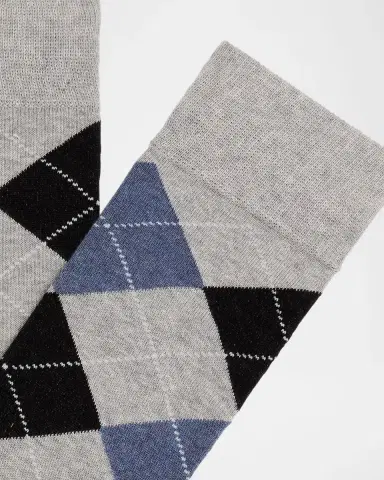 Neiman Marcus Men 's Argyle Crew Socks | Thumbnail 2