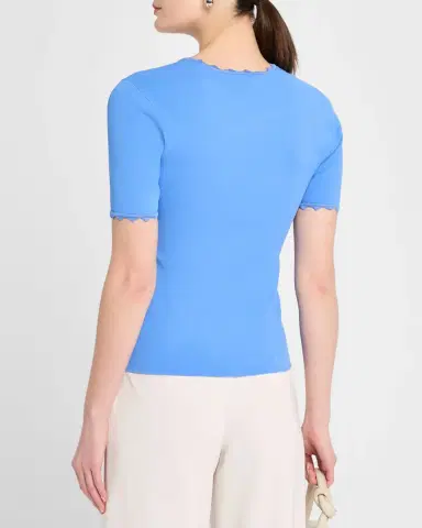Emporio Armani Scalloped Scoop-Neck Stretch Milano Blouse | Thumbnail 3 Emporio Armani Scalloped Scoop-Neck Stretch Milano Blouse | Thumbnail 3