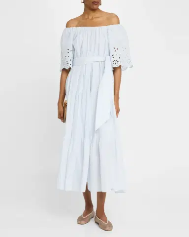 Merlette Berenson Tiered Eyelet-Embroidered Midi Dress | Thumbnail 2 Merlette Berenson Tiered Eyelet-Embroidered Midi Dress | Thumbnail 2
