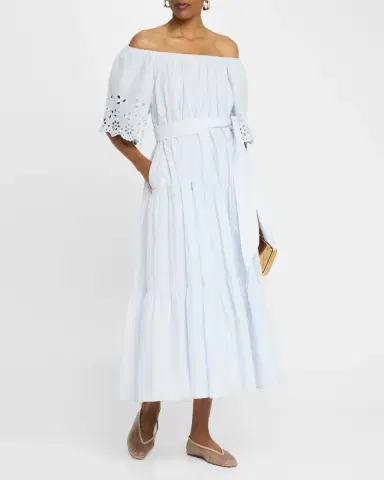 Merlette Berenson Tiered Eyelet-Embroidered Midi Dress | Thumbnail 4 Merlette Berenson Tiered Eyelet-Embroidered Midi Dress | Thumbnail 4