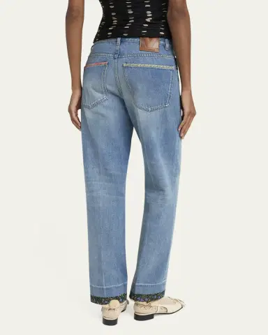 Valentino Garavani Floral-Print Trim Straight-Leg Denim Jeans | Thumbnail 7 Valentino Garavani Floral-Print Trim Straight-Leg Denim Jeans | Thumbnail 7
