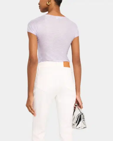 Emporio Armani Striped Scoop-Neck Viscose T-Shirt | Thumbnail 3