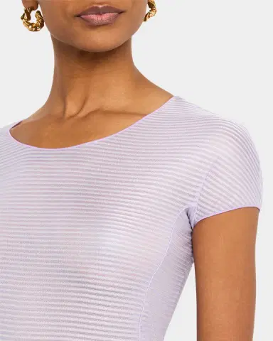 Emporio Armani Striped Scoop-Neck Viscose T-Shirt | Thumbnail 5
