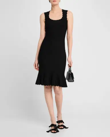 Emporio Armani Sleeveless Scalloped Stretch Milano Dress | Thumbnail 2 Emporio Armani Sleeveless Scalloped Stretch Milano Dress | Thumbnail 2