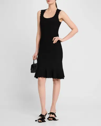 Emporio Armani Sleeveless Scalloped Stretch Milano Dress | Thumbnail 4 Emporio Armani Sleeveless Scalloped Stretch Milano Dress | Thumbnail 4