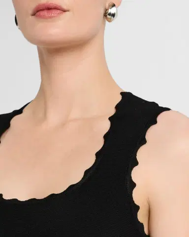 Emporio Armani Sleeveless Scalloped Stretch Milano Dress | Thumbnail 5 Emporio Armani Sleeveless Scalloped Stretch Milano Dress | Thumbnail 5