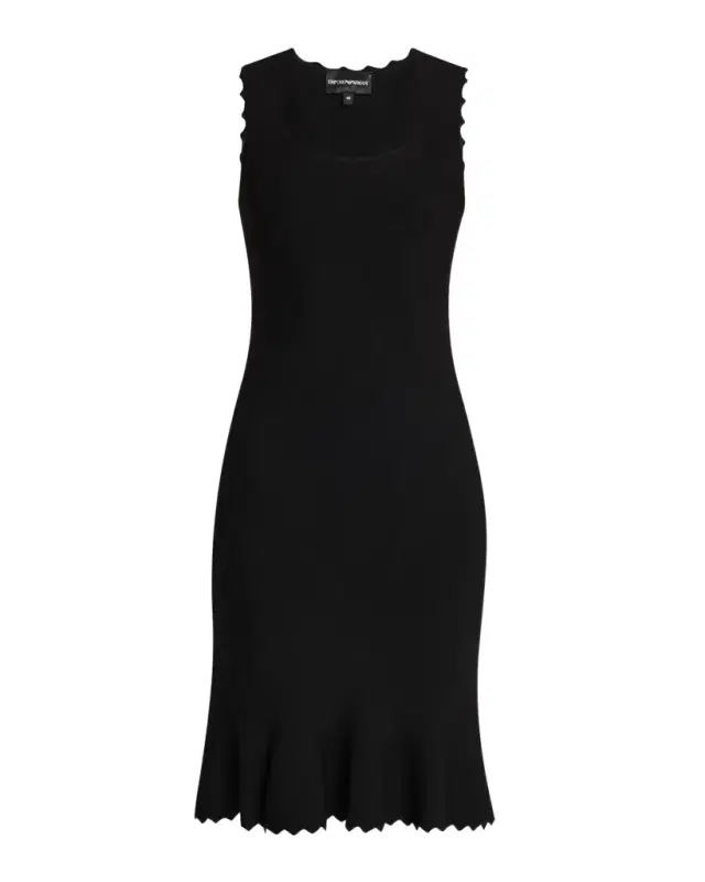 Sleeveless Scalloped Stretch Milano Dress