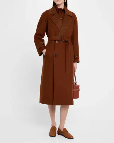 Loro Piana Foster Double-Breast Belted Cashmere Coat | Thumbnail 4