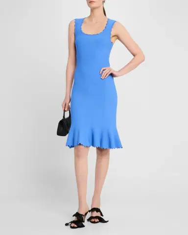 Emporio Armani Sleeveless Scalloped Stretch Milano Dress | Thumbnail 4 Emporio Armani Sleeveless Scalloped Stretch Milano Dress | Thumbnail 4