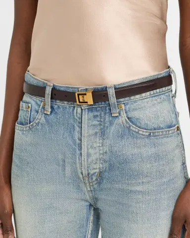 Saint Laurent Ceinture Croc-Embossed Leather Belt | Thumbnail 2