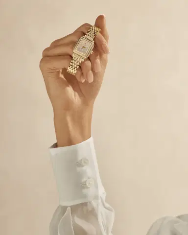 Michele Deco Madison Mini 18K Yellow Gold-Plated Stainless Steel Diamond Pavé Watch - Exclusive | Thumbnail 3