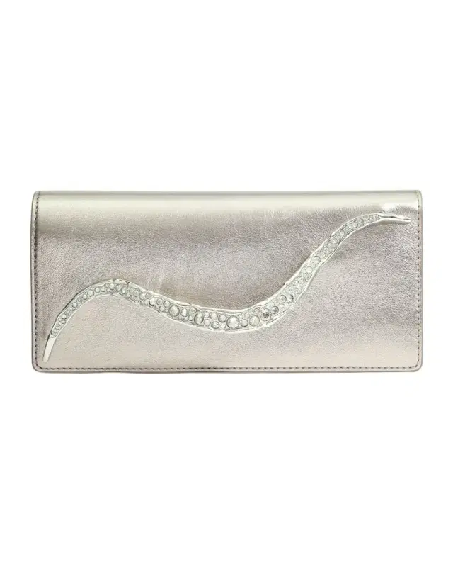 Alexis Bittar Crystal Curve Metallic Leather Clutch Bag