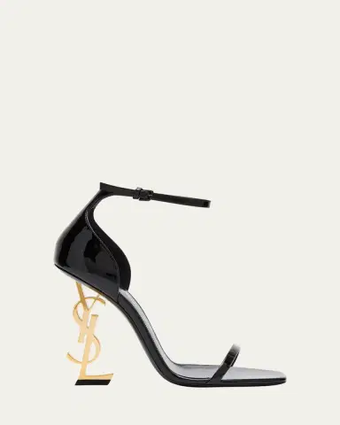Saint Laurent 110mm Opyum YSL Patent Leather Sandals with Golden Hardware | Thumbnail 6