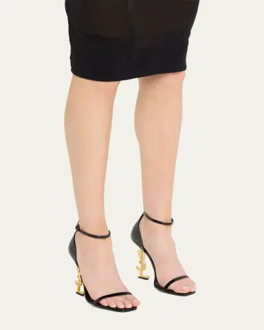 Saint Laurent 110mm Opyum YSL Patent Leather Sandals with Golden Hardware | Thumbnail 7