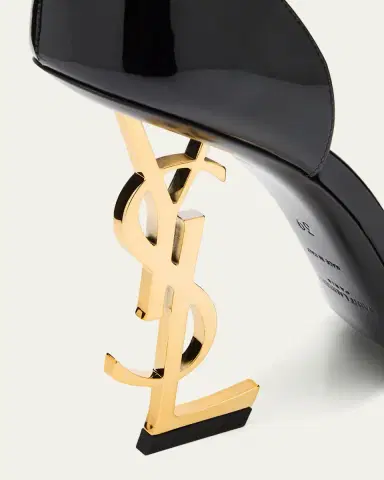 Saint Laurent 110mm Opyum YSL Patent Leather Sandals with Golden Hardware | Thumbnail 10