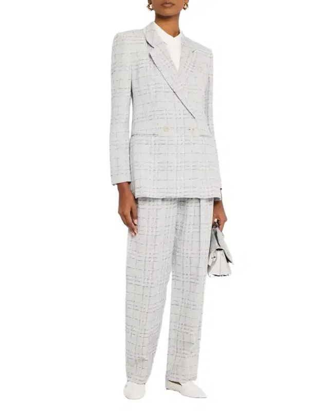 Double-Breasted Check Blazer