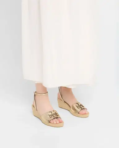 Tory Burch Ines Metallic Double T Wedge Espadrilles | Thumbnail 2 Tory Burch Ines Metallic Double T Wedge Espadrilles | Thumbnail 2