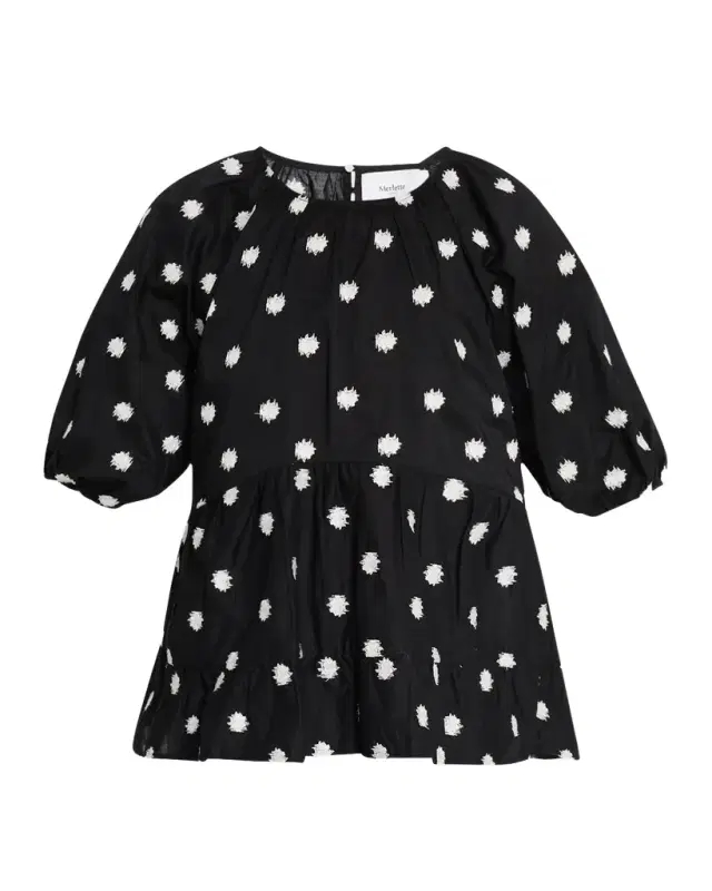 Bow Embroidered Cotton Blouse