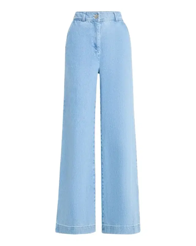 Eileen Wide-Leg Denim Pants with Slits