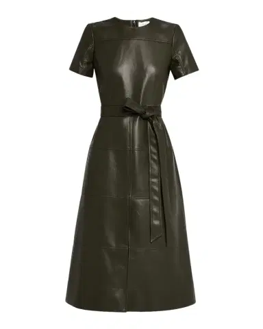 TANYA TAYLOR Ella Vegan Leather Midi Dress | Thumbnail 1 TANYA TAYLOR Ella Vegan Leather Midi Dress | Thumbnail 1