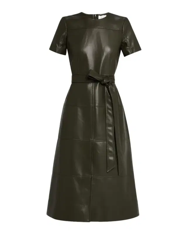Tanya Taylor Ella Vegan Leather Midi Dress