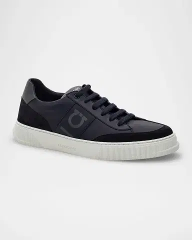 Ferragamo Men's Alaska Gancio Leather Low-Top Sneakers | Thumbnail 2 Ferragamo Men's Alaska Gancio Leather Low-Top Sneakers | Thumbnail 2