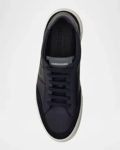 Ferragamo Men's Alaska Gancio Leather Low-Top Sneakers | Thumbnail 6 Ferragamo Men's Alaska Gancio Leather Low-Top Sneakers | Thumbnail 6
