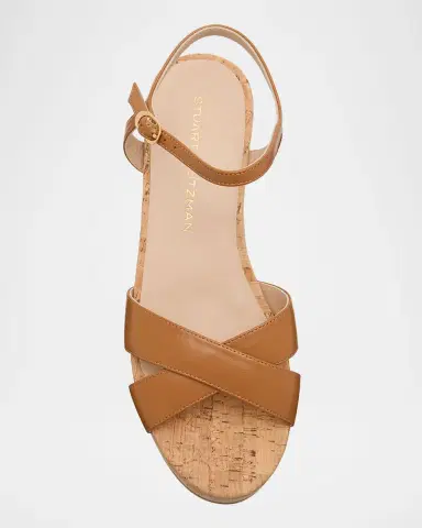 Stuart Weitzman Dayna Leather Crisscross Wedge Sandals | Thumbnail 6
