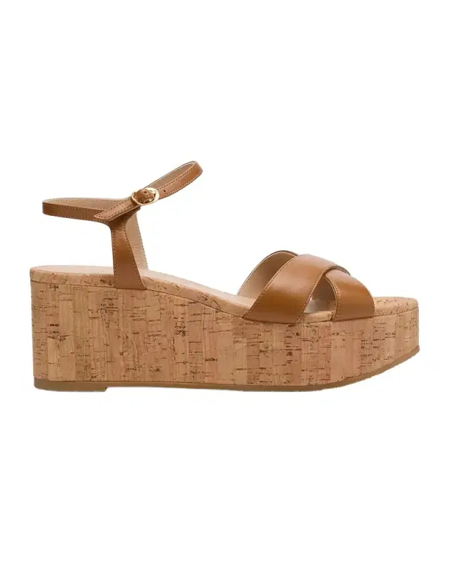 Dayna Leather Crisscross Wedge Sandals