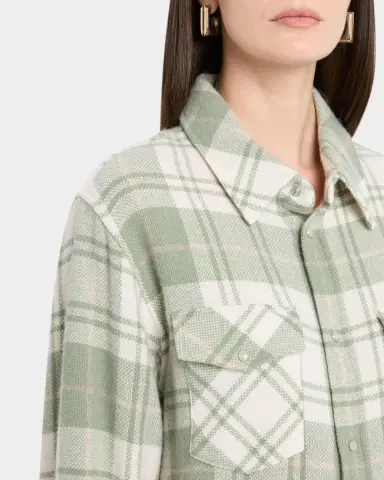 God’s True Cashmere Sage Tartan Cashmere Flannel Shirt | Thumbnail 5