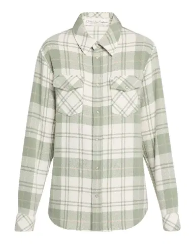 God’s True Cashmere Sage Tartan Cashmere Flannel Shirt | Thumbnail 1