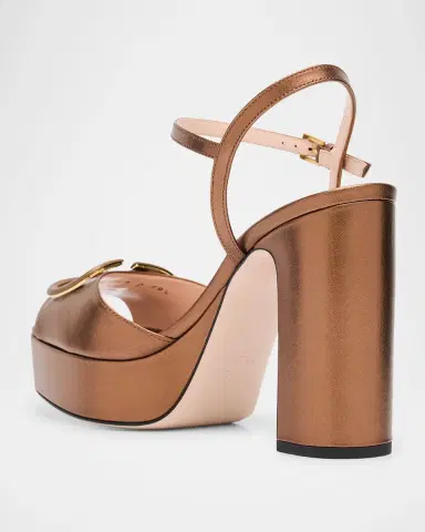 Valentino Garavani VLogo Signature Metallic Leather Platform Sandals | Thumbnail 4