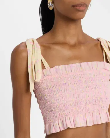 LoveShackFancy Corbin Smocked Crop Top | Thumbnail 5