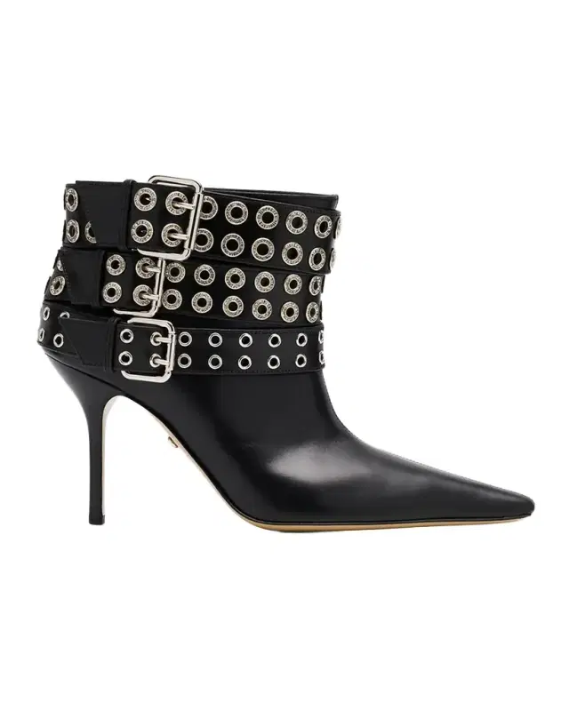 Buckle Belt Leather Ankle Boots