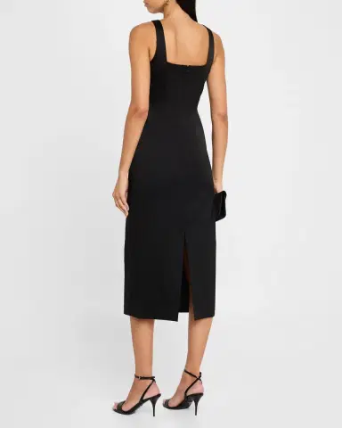 Aidan Mattox Square-Neck Stretch Mikado Midi Dress | Thumbnail 2 Aidan Mattox Square-Neck Stretch Mikado Midi Dress | Thumbnail 2