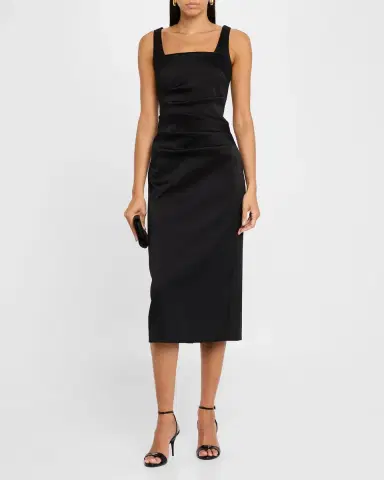 Aidan Mattox Square-Neck Stretch Mikado Midi Dress | Thumbnail 3 Aidan Mattox Square-Neck Stretch Mikado Midi Dress | Thumbnail 3