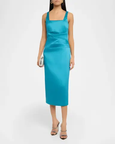 Aidan Mattox Square-Neck Stretch Mikado Midi Dress | Thumbnail 5 Aidan Mattox Square-Neck Stretch Mikado Midi Dress | Thumbnail 5