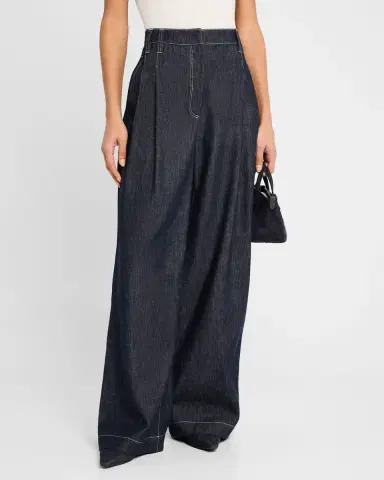 Brunello Cucinelli Double-Pleated Wide-Leg Jeans | Thumbnail 4