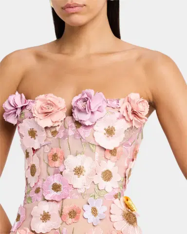 Bronx and Banco Jasmine Strapless Floral-Embroidered Gown | Thumbnail 4 Bronx and Banco Jasmine Strapless Floral-Embroidered Gown | Thumbnail 4