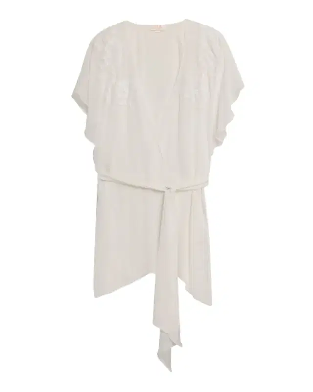 Christine Lingerie Floral Applique Silk Chiffon Robe