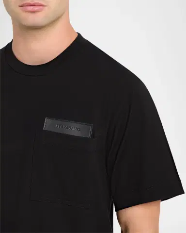 Ferragamo Men's Leather-Patch Pocket T-Shirt | Thumbnail 5 Ferragamo Men's Leather-Patch Pocket T-Shirt | Thumbnail 5