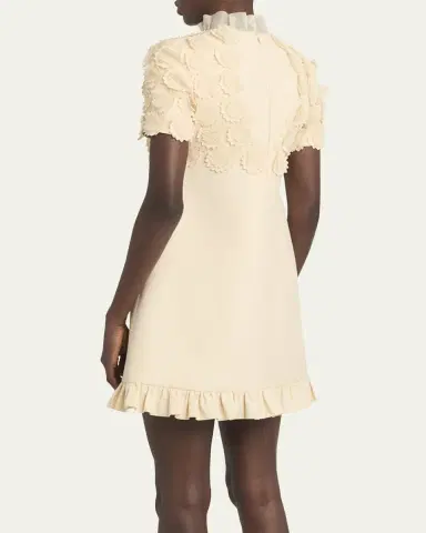 Valentino Garavani Floral Applique Crepe Mini Dress | Thumbnail 3