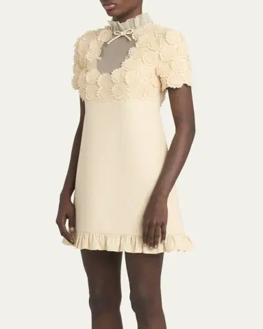 Valentino Garavani Floral Applique Crepe Mini Dress | Thumbnail 4