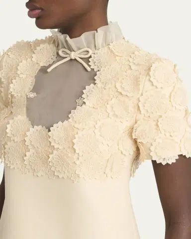 Valentino Garavani Floral Applique Crepe Mini Dress | Thumbnail 5