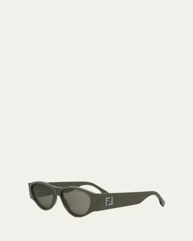 Fendi Men's FF Squared Acetate Oval Sunglasses | Thumbnail 2 Fendi Men's FF Squared Acetate Oval Sunglasses | Thumbnail 2