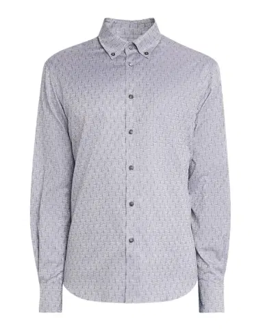 Ferragamo Men's Micro-Gancini Cotton Sport Shirt with Pocket | Thumbnail 1
