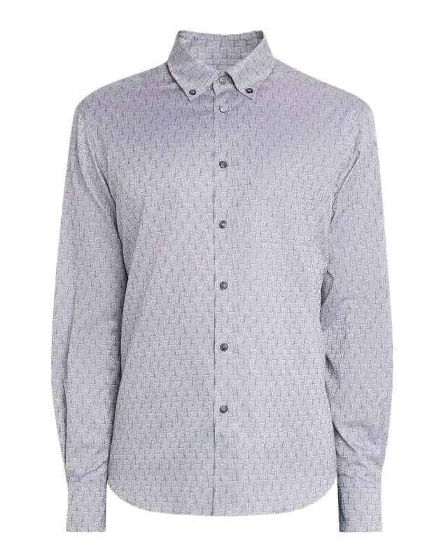 Ferragamo Men 's Micro-Gancini Cotton Sport Shirt with Pocket